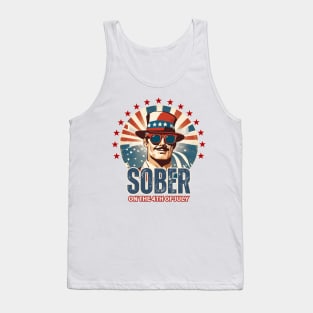 Sober On The 4th Of July Vintage American Flag Tank Top